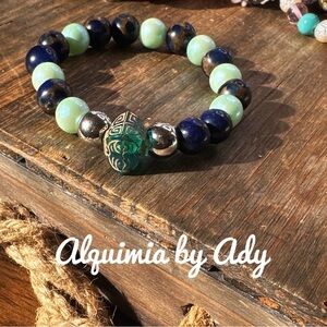 Lapis chunky beaded bracelet/